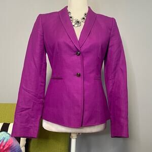 Tahari Purple Linen Tailored Suit Blazer Jacket 2